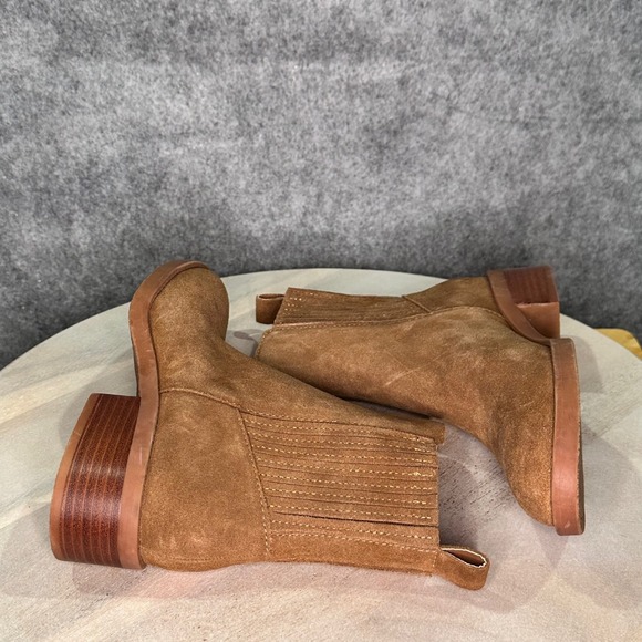 Dolce Vita Farlin Chelsea Bootie Size 7.5 Camel Brown Leather Pull On Boots - Picture 11 of 15